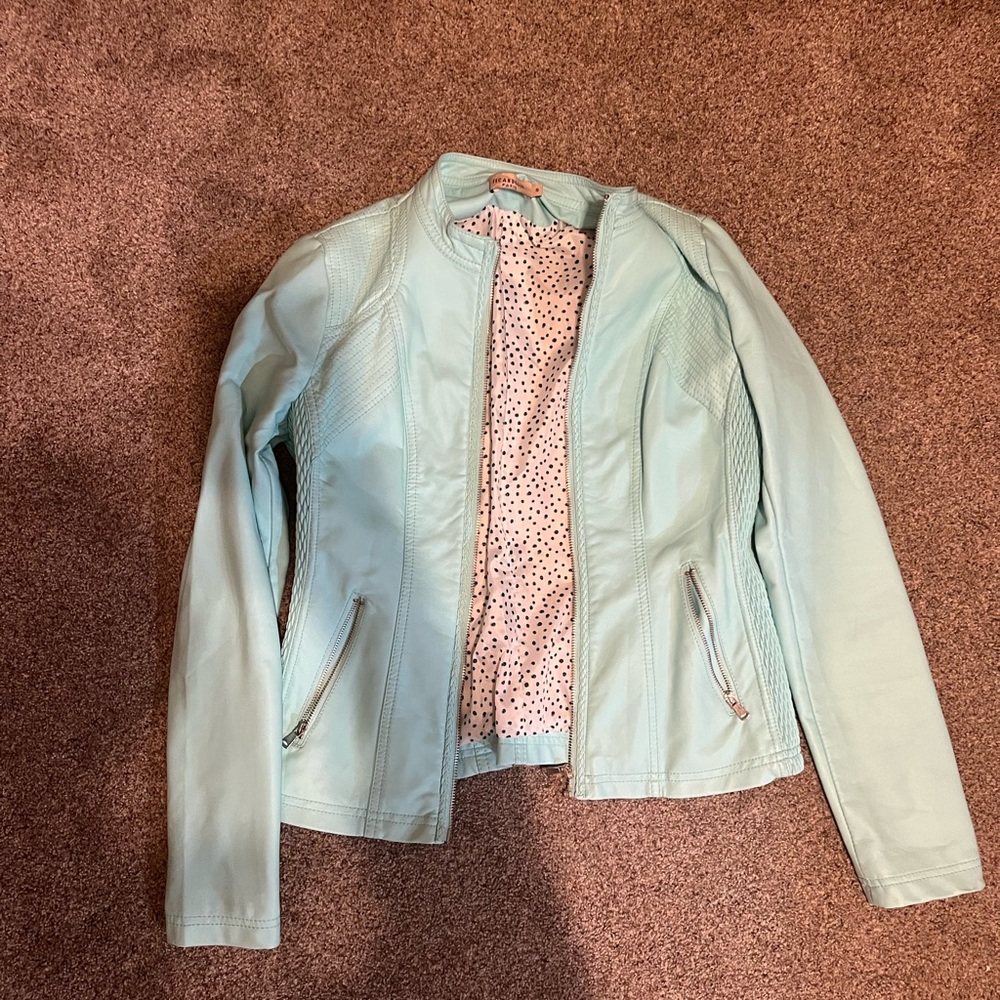 Teal faux leather jacket